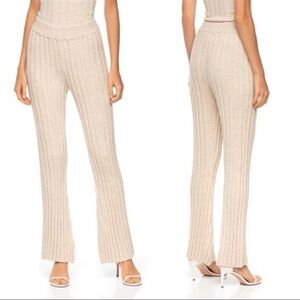 NWT Anine Bing Revolve Val Ribbed Wool Relaxed Pant in Cream Size Large